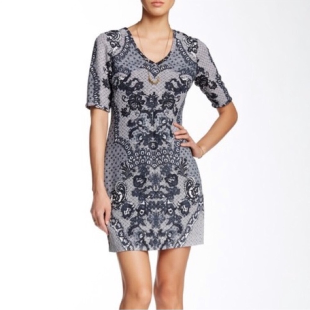 Anthropologie Yoana Baraschi  Blue & White Lace-print Dress